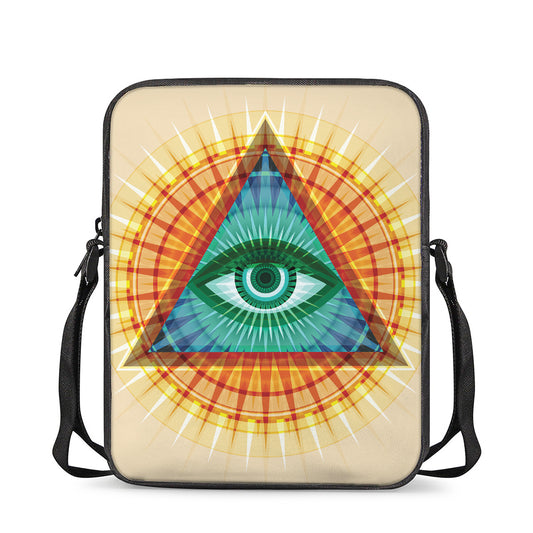 Illuminati Eye of Providence Print Rectangular Crossbody Bag