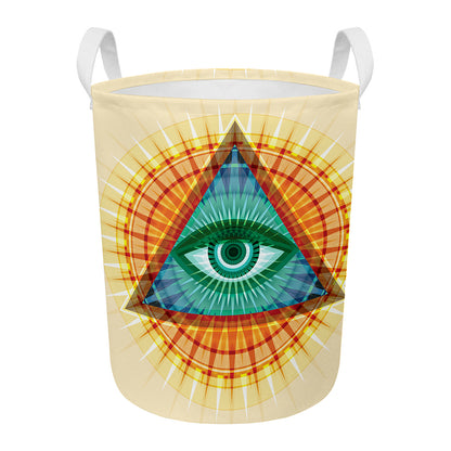 Illuminati Eye of Providence Print Round Laundry Basket