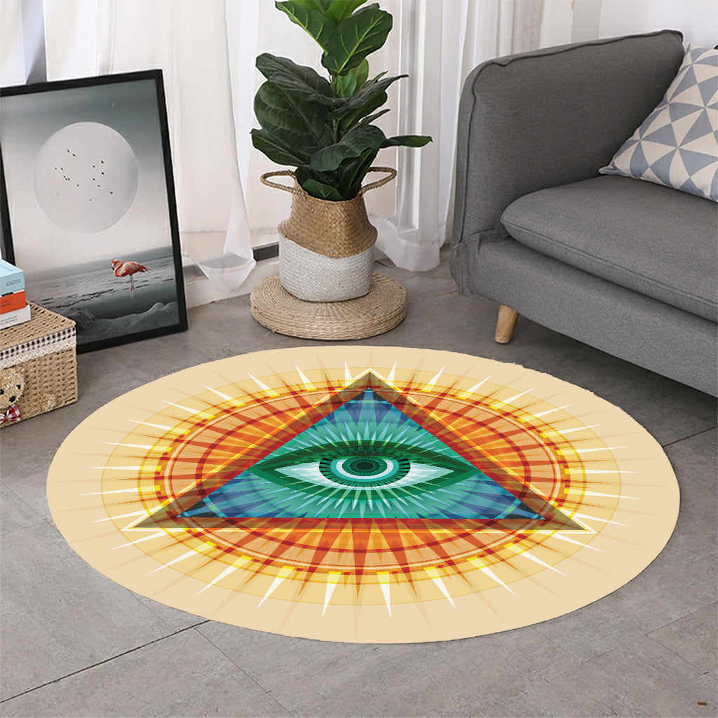 Illuminati Eye of Providence Print Round Rug