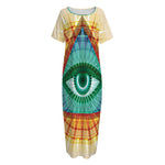 Illuminati Eye of Providence Print Short Sleeve Long Nightdress