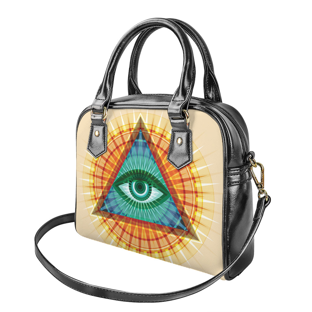 Illuminati Eye of Providence Print Shoulder Handbag