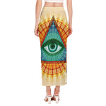 Illuminati Eye of Providence Print Side Slit Maxi Skirt