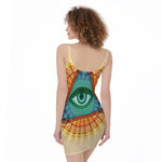 Illuminati Eye of Providence Print Sleeveless Bodycon Dress