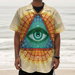Illuminati Eye of Providence Print Textured Short Sleeve Shirt