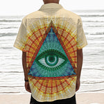 Illuminati Eye of Providence Print Textured Short Sleeve Shirt