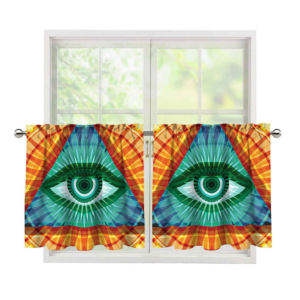 Illuminati Eye of Providence Print Tier Curtains