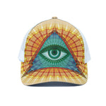 Illuminati Eye of Providence Print White Mesh Trucker Cap