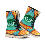 Illuminati Eye of Providence Print Winter Boots