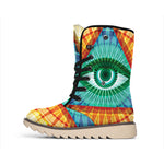 Illuminati Eye of Providence Print Winter Boots