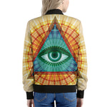 Illuminati Eye of Providence Print Women's Bomber Jacket