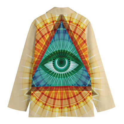 Illuminati Eye of Providence Print Women's Cotton Blazer