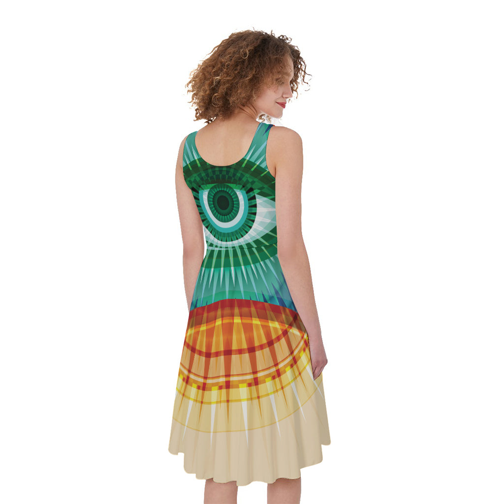 Illuminati Eye of Providence Print Women's Sleeveless Dress