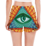 Illuminati Eye of Providence Print Women's Split Running Shorts