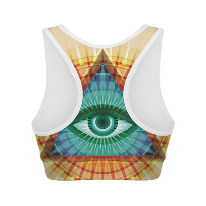 Illuminati Eye of Providence Print Women's Sports Bra