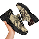 Illuminati Eye of Providence Symbol Print Black Chunky Shoes