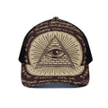 Eye of Providence Symbol Print Black Mesh Trucker Hat