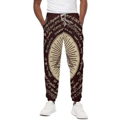 Illuminati Eye of Providence Symbol Print Cotton Pants