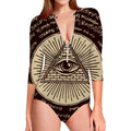 Eye of Providence Symbol Print Long Sleeve Swimsuit