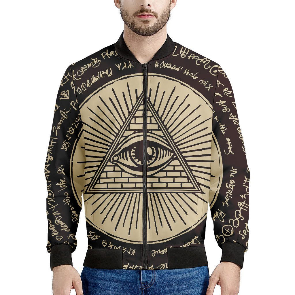 Illuminati Eye of Providence Symbol Print Men's Bomber Jacket