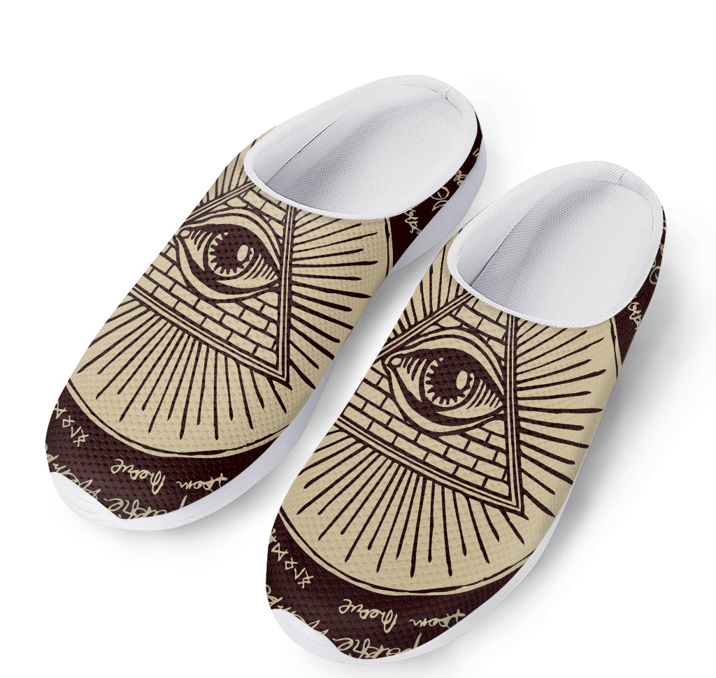 Illuminati Eye of Providence Symbol Print Mesh Casual Shoes