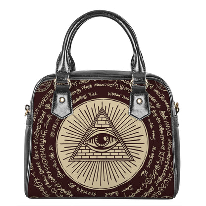 Illuminati Eye of Providence Symbol Print Shoulder Handbag