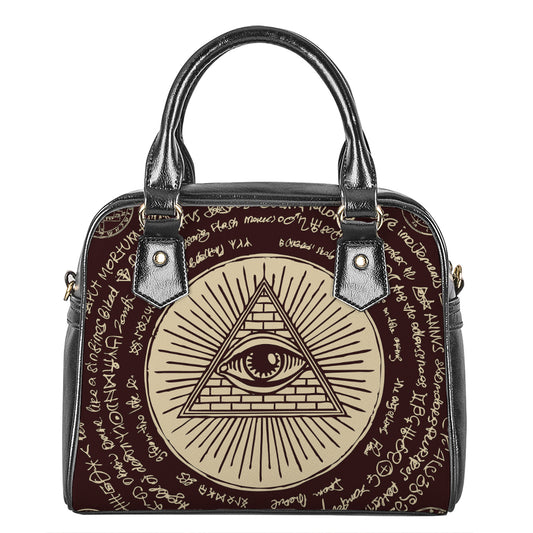Illuminati Eye of Providence Symbol Print Shoulder Handbag