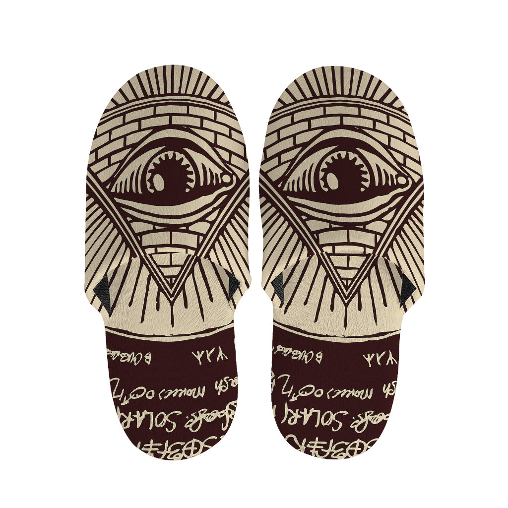 Illuminati Eye of Providence Symbol Print Slippers