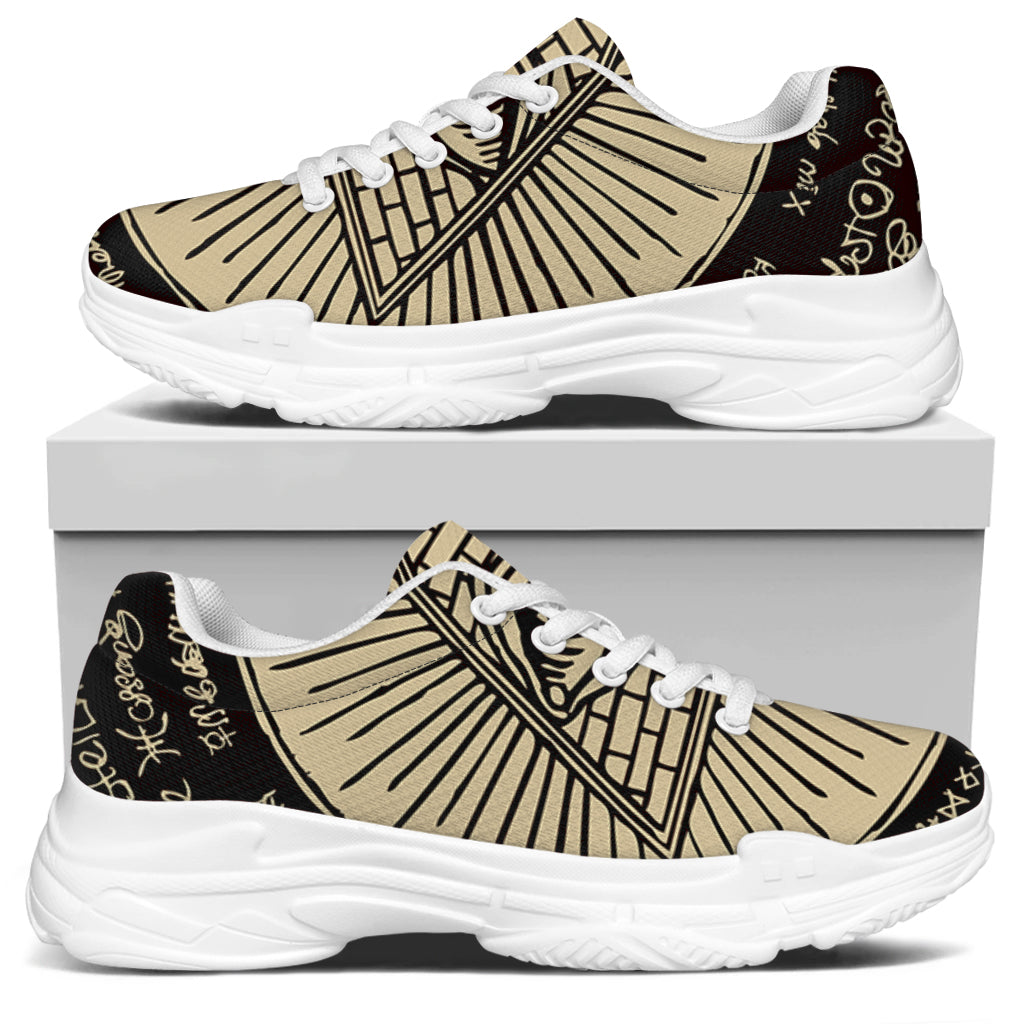 Illuminati Eye of Providence Symbol Print White Chunky Shoes