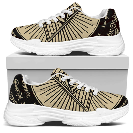 Illuminati Eye of Providence Symbol Print White Chunky Shoes