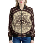 Illuminati Eye of Providence Symbol Print Women's Bomber Jacket