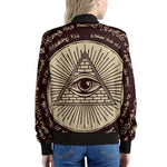 Illuminati Eye of Providence Symbol Print Women's Bomber Jacket