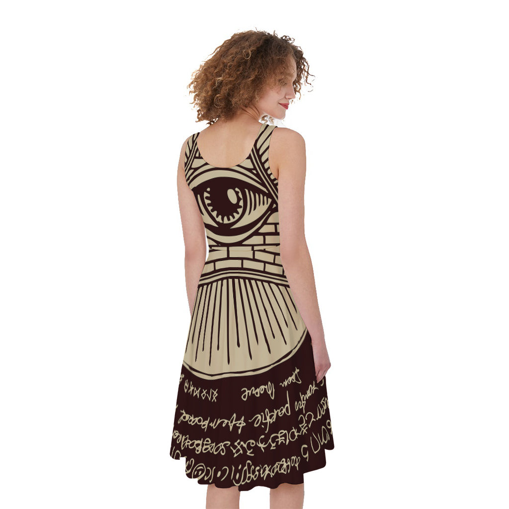 Illuminati Eye of Providence Symbol Print Women's Sleeveless Dress