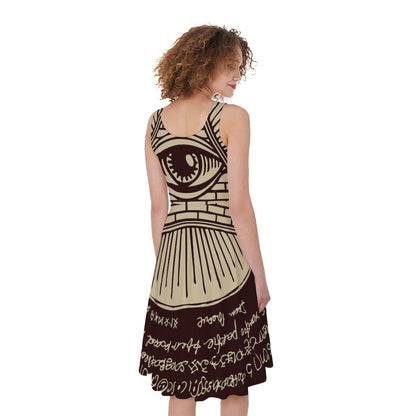 Illuminati Eye of Providence Symbol Print Women's Sleeveless Dress