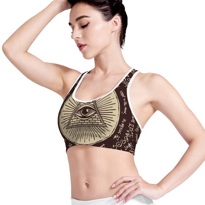 Illuminati Eye of Providence Symbol Print Women's Sports Bra