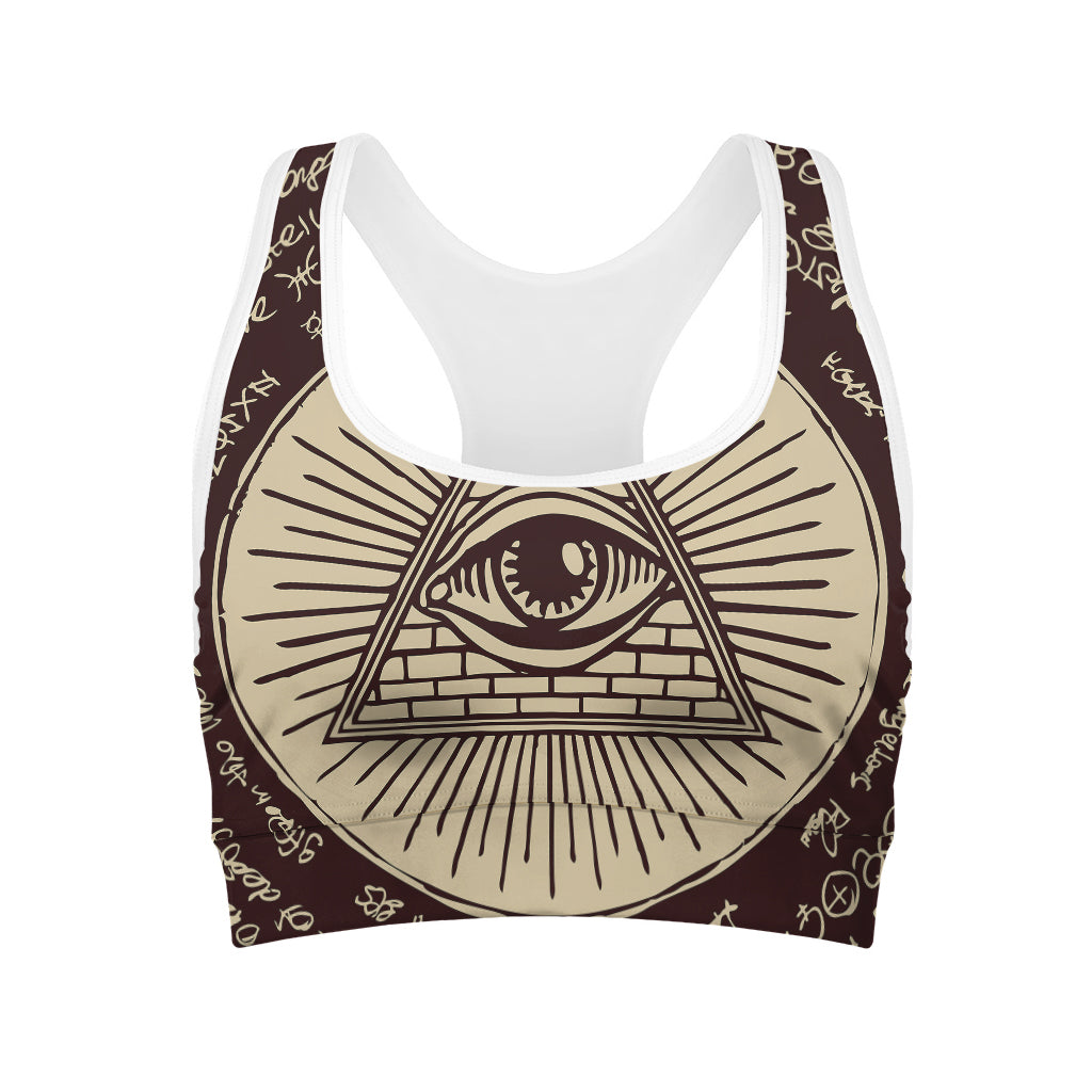 Illuminati Eye of Providence Symbol Print Women's Sports Bra