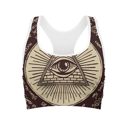 Illuminati Eye of Providence Symbol Print Women's Sports Bra