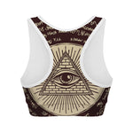 Illuminati Eye of Providence Symbol Print Women's Sports Bra