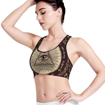 Illuminati Eye of Providence Symbol Print Women's Sports Bra