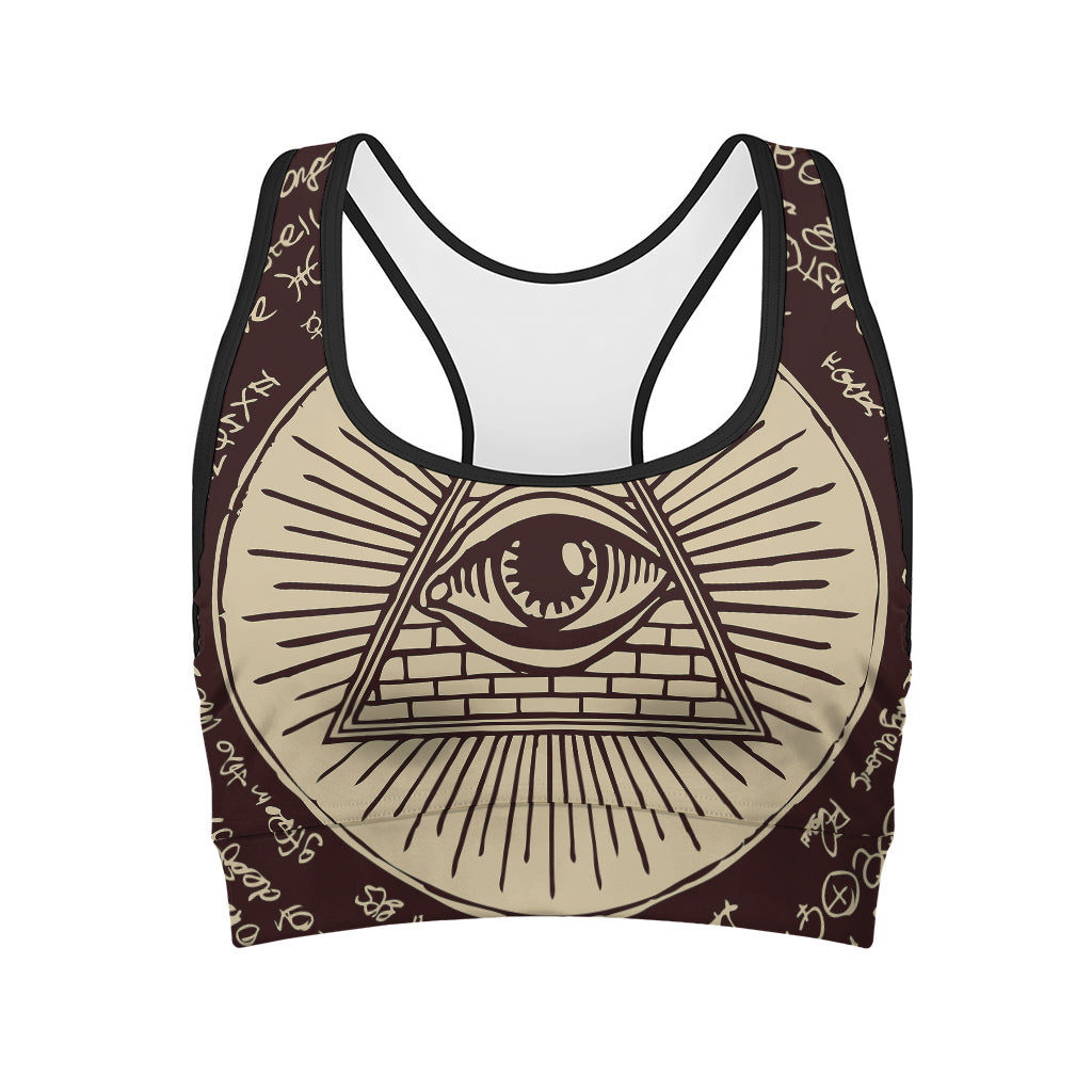Illuminati Eye of Providence Symbol Print Women's Sports Bra
