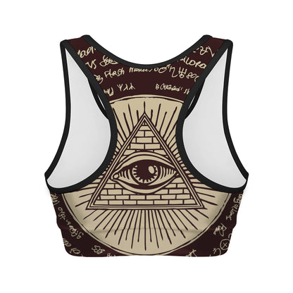 Illuminati Eye of Providence Symbol Print Women's Sports Bra
