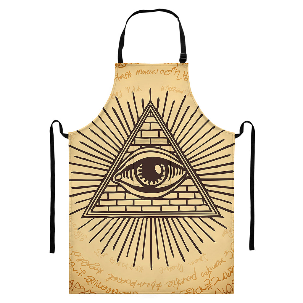 Illuminati Eye Print Bib Apron With Pocket