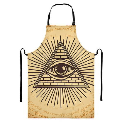 Illuminati Eye Print Bib Apron With Pocket