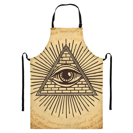 Illuminati Eye Print Bib Apron With Pocket