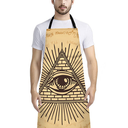 Illuminati Eye Print Bib Apron With Pocket