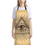 Illuminati Eye Print Bib Apron With Pocket