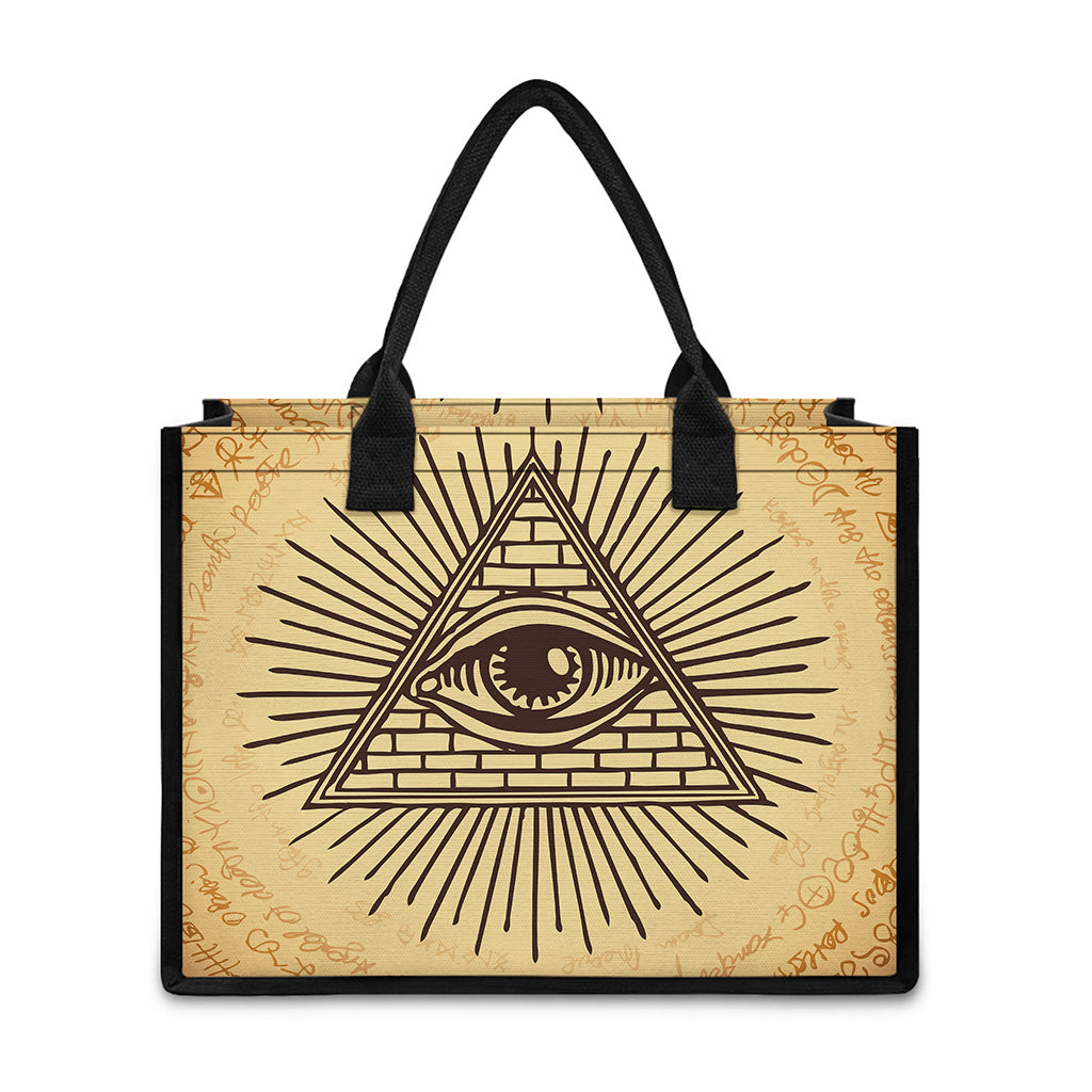Illuminati Eye Print Canvas Tote Bag