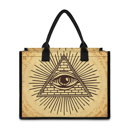 Illuminati Eye Print Canvas Tote Bag