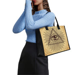 Illuminati Eye Print Canvas Tote Bag