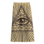 Illuminati Eye Print Cotton Front Slit Maxi Skirt