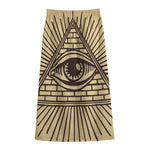 Illuminati Eye Print Cotton Front Slit Maxi Skirt